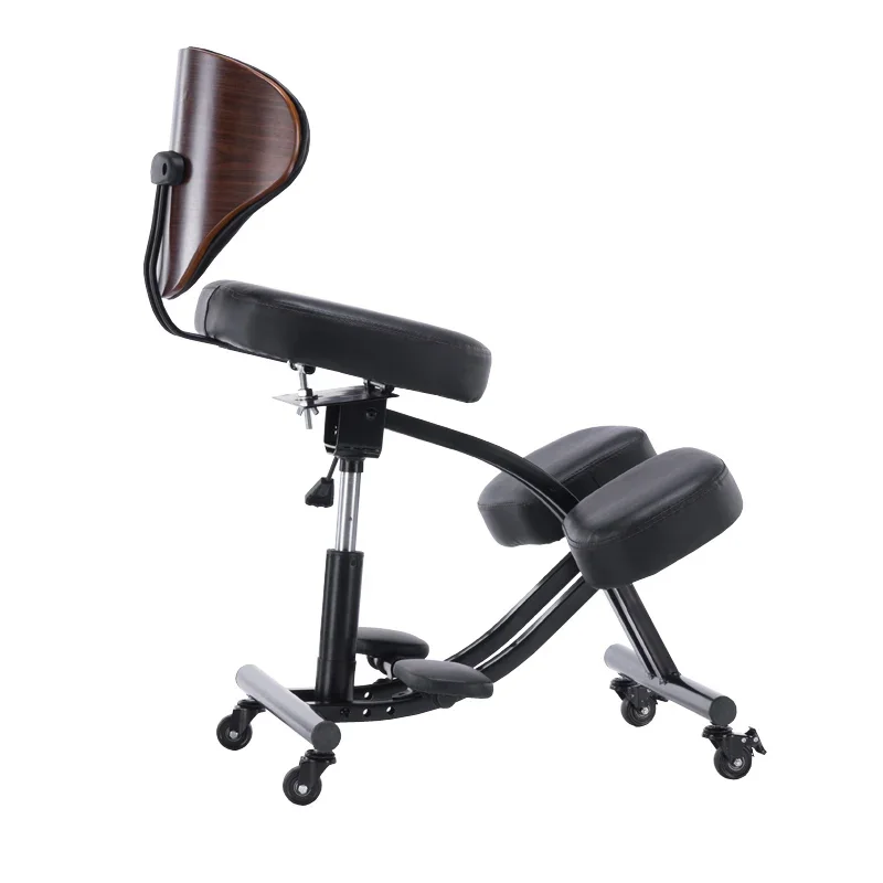 Kneeling Chair with Wood Back Support Adjustable Desk Chair for Home and Office Kneel Stool Adjustable Height & Angle Posture