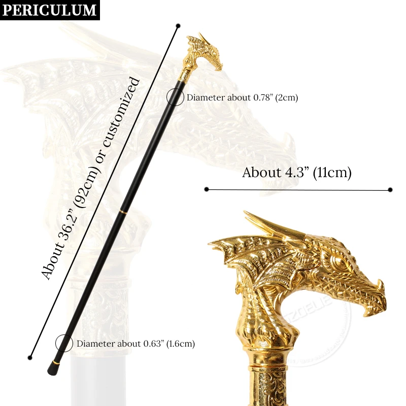 الفاخرة الذهبي التنين رئيس عصا للمشي رجل عصا الزخرفية تأثيري خمر المرأة حفلة عصري عصا للمشي