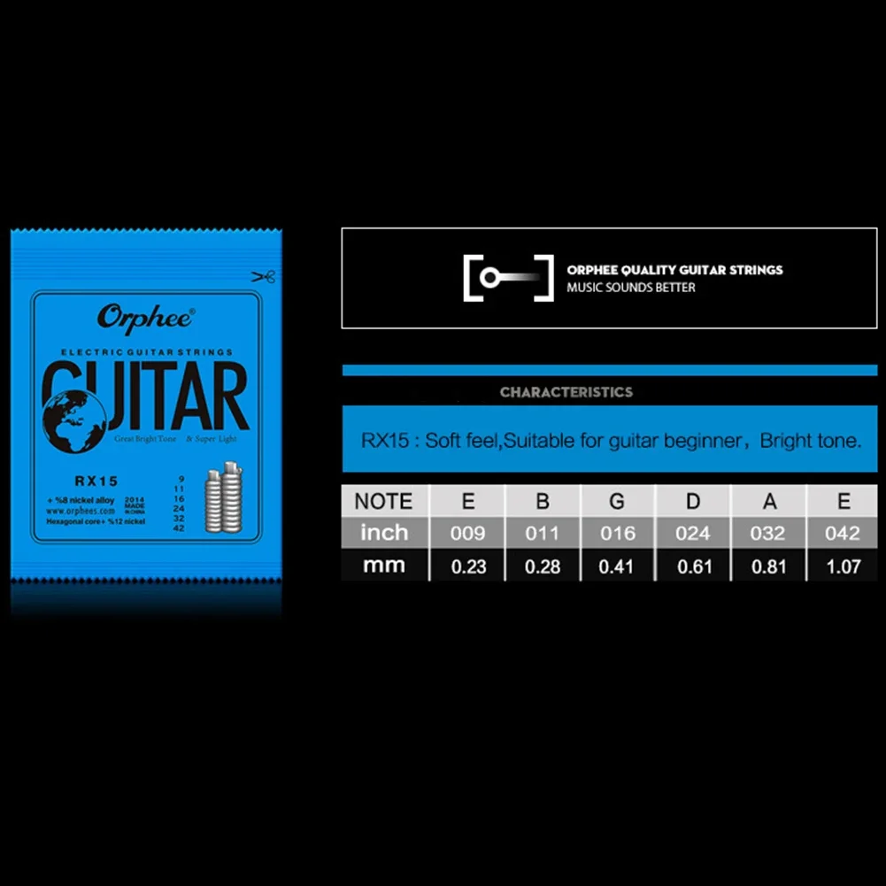 Corde per chitarra elettrica Orphee RX Parti e accessori per chitarra avvolte in lega austenitica con nucleo esagonale in acciaio al carbonio medio