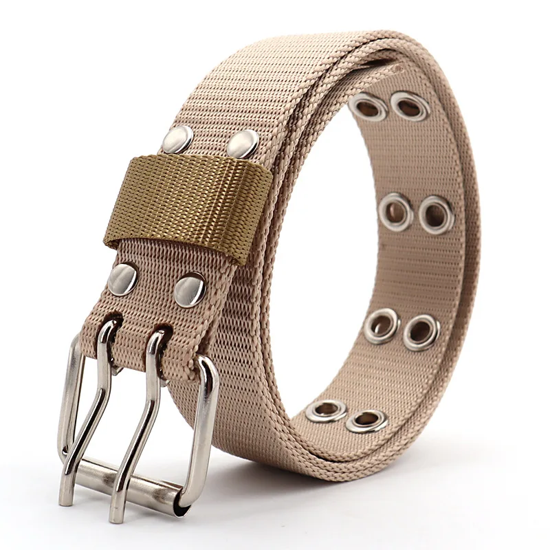 New Men And Women Double Needle Buckle Nylon Waistband Men's Casual Versatile Casual 3.2cm Women's Fine Belt