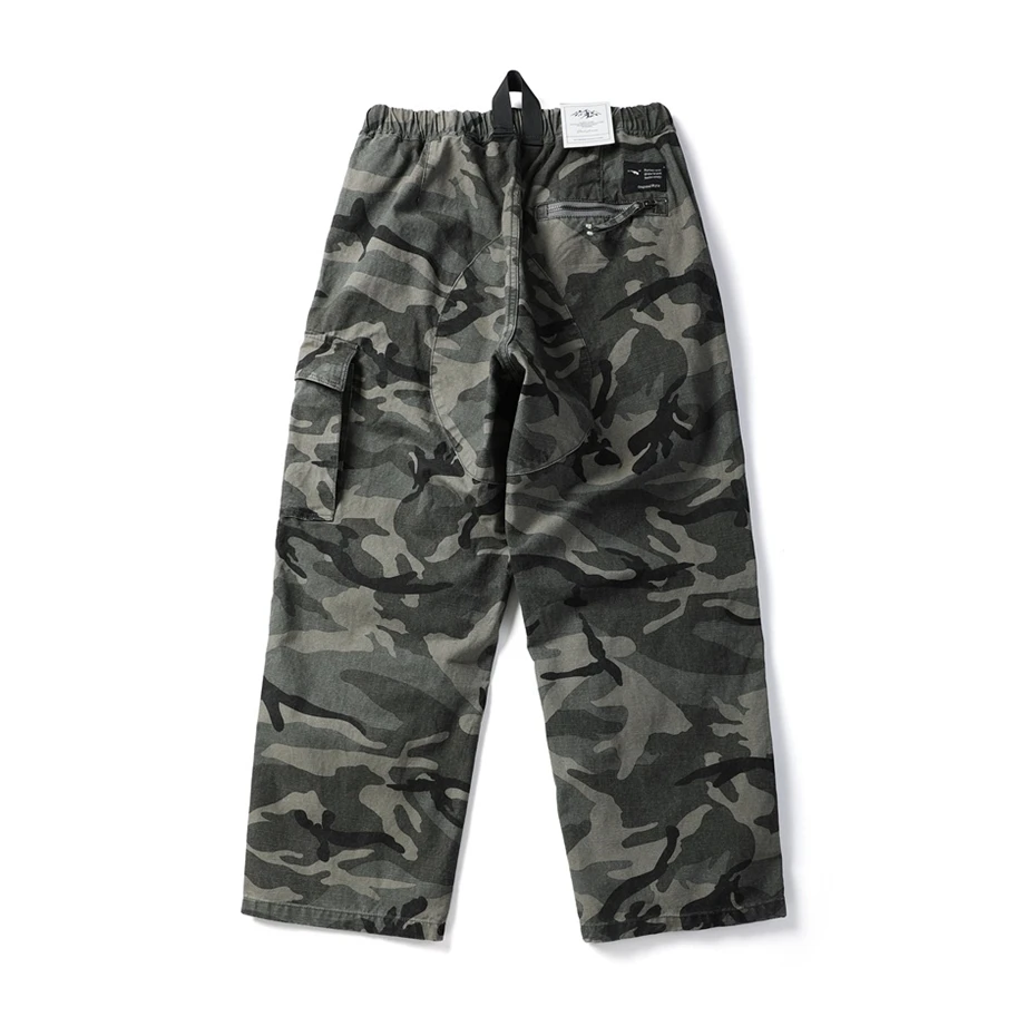Men Camouflage Pleated Pants Cotton Casual Cargo Pant Men Streetwear Wide Leg Function Paratrooper Pants Cityboy Baggy Trouser