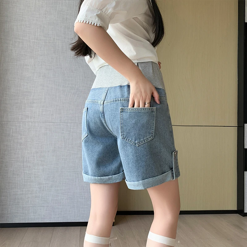 New Summer Maternity Short Pregnant Stretch Denim Casual Pregnancy Short Jean Mommy Clothing Pregnancy Jeans Maternity Clothes