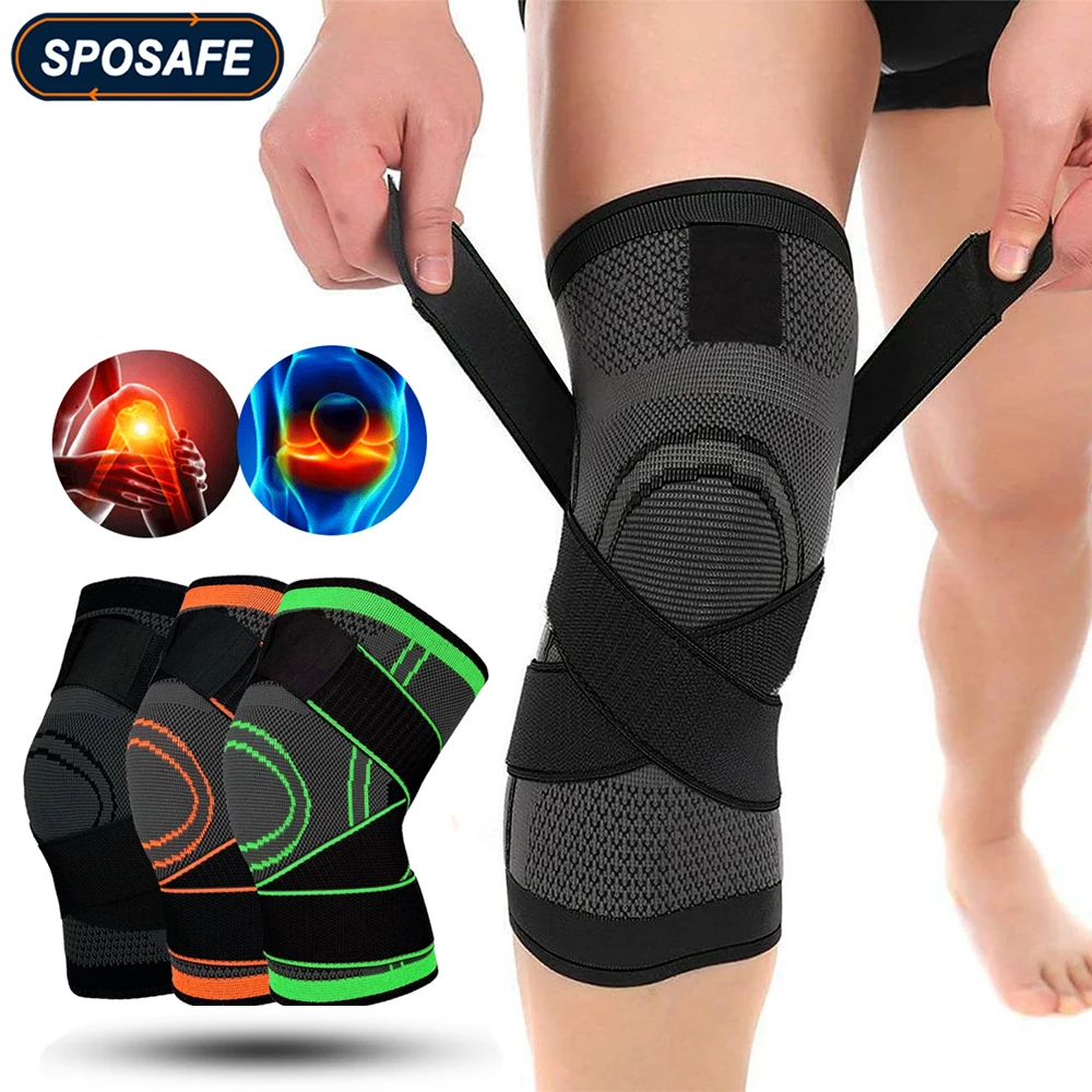 1PC Knee Support Compression Sleeves with Elastic Wrap Men Women Sport Running Cycling Joint Pain Arthritis Relief Knee Brace