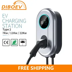 EV Charging Station 32A 22KW 3Phase EVSE Wallbox IEC62196 Type2 Electric Vehicle Car Charger with RFID Card APP EV Home Charger