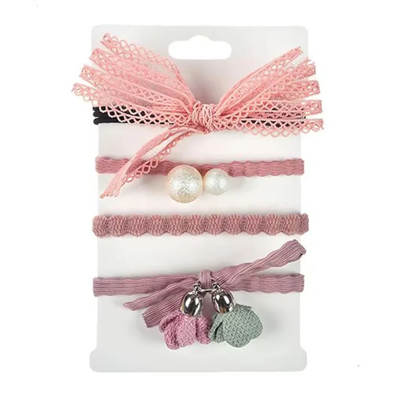 5pcs/set Women Elastic Hair Bands Girls Fashion Printed Flower Star Lace Hair Tie Rope Leopard Ponytail Holder Hair Accessories