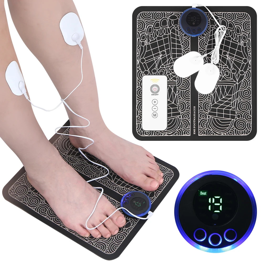 EMS Foot Massager Mat Foot Acupressure Device Improve Circulation Electric Foot Massager with 8 Modes &19 Levels for Home Office