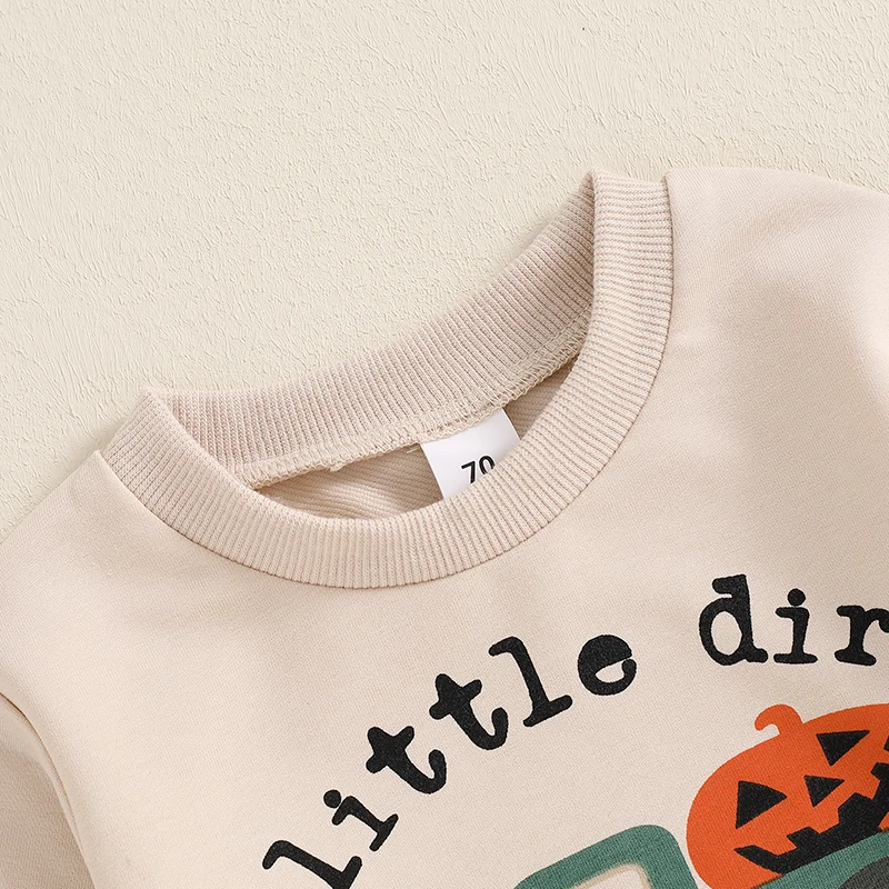 Toddler Boys Halloween Outfit A Little Durt Never Hurt Pumpkin Truck Sweatshirt and Pants Fall Clothes Set