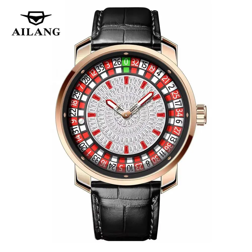 

AILANG 8861 Brand Automatic Mechanical Watch for Man Roulette Rotating Dial Watch Waterproof Business Watches Gift reloj hombre