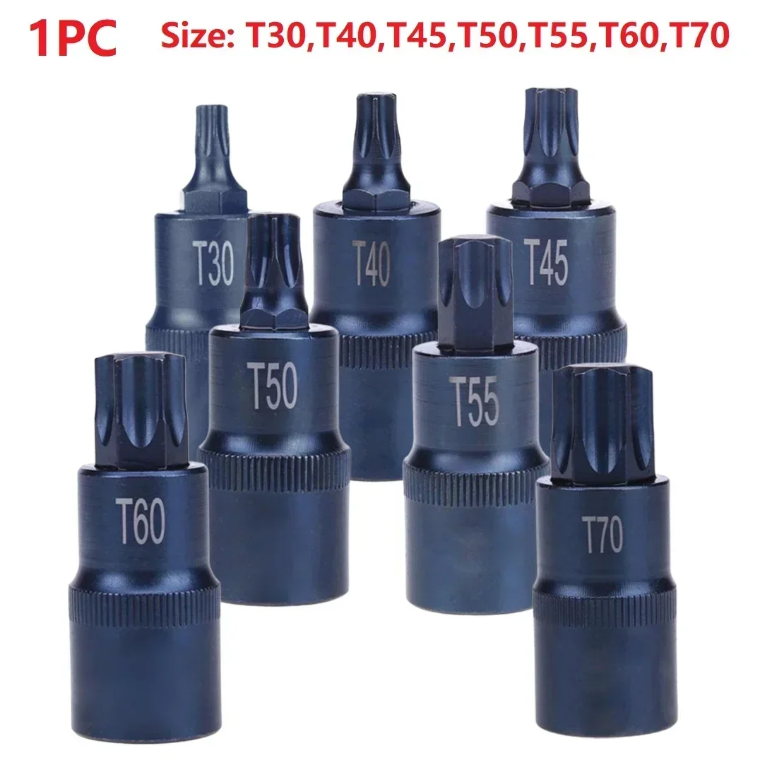 Imagem -02 - Torx Screwdriver Bit Adapter Soquete Bits Adapter Ferramenta de Mão para Chaves de Catraca T30 T40 T45 T50 T55 T60 T70 2