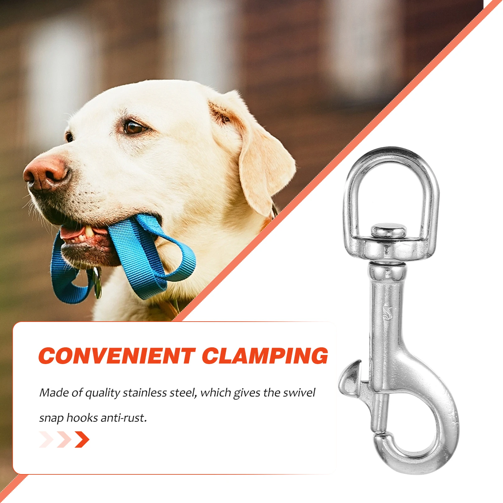 

2Pcs Black Stainless Steel Snap Hooks Diving Pet Leash Cable Chain Bolt Snap Hook Attachment Waterproof Accessories