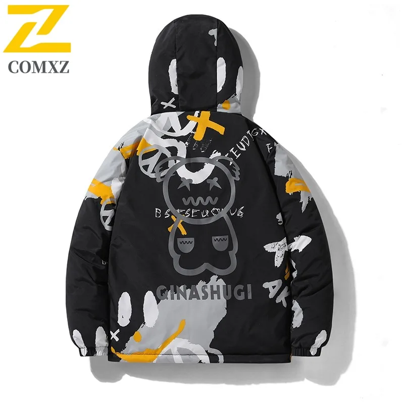 COMXZ Men's Padded Jacket Trendy Hooded Thick Travel Trip Cold Resistance Daily Outing Down Jacket High Quality Winter Padding