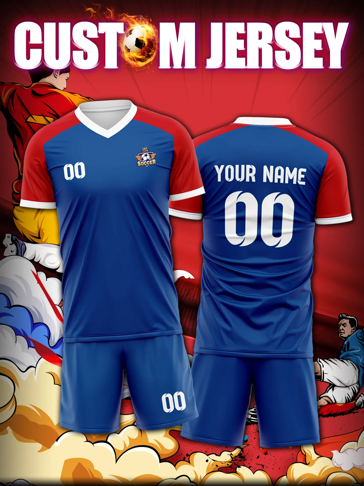 

Футболка для футбола с индивидуальным изображением, номером и именем, современная, лаконичная, стильная.