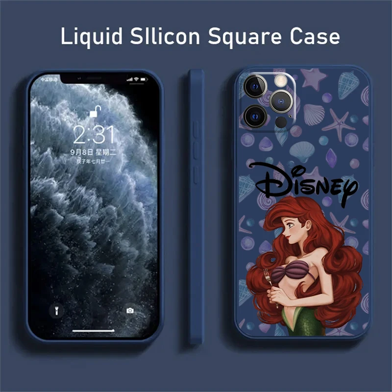 Disney Tangled Mermaid For iPhone 15 14 13 12 11 Pro Max 13 12 Mini 7 8 Plus X XR XS Max Phone Case Funda Liquid Silicone Back