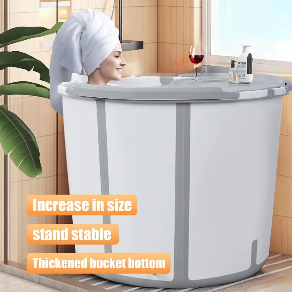 Bañera plegable cilíndrica de 31 ", bañera plegable grande portátil, bañera plegable envolvente independiente, bañera plegable sin esfuerzo