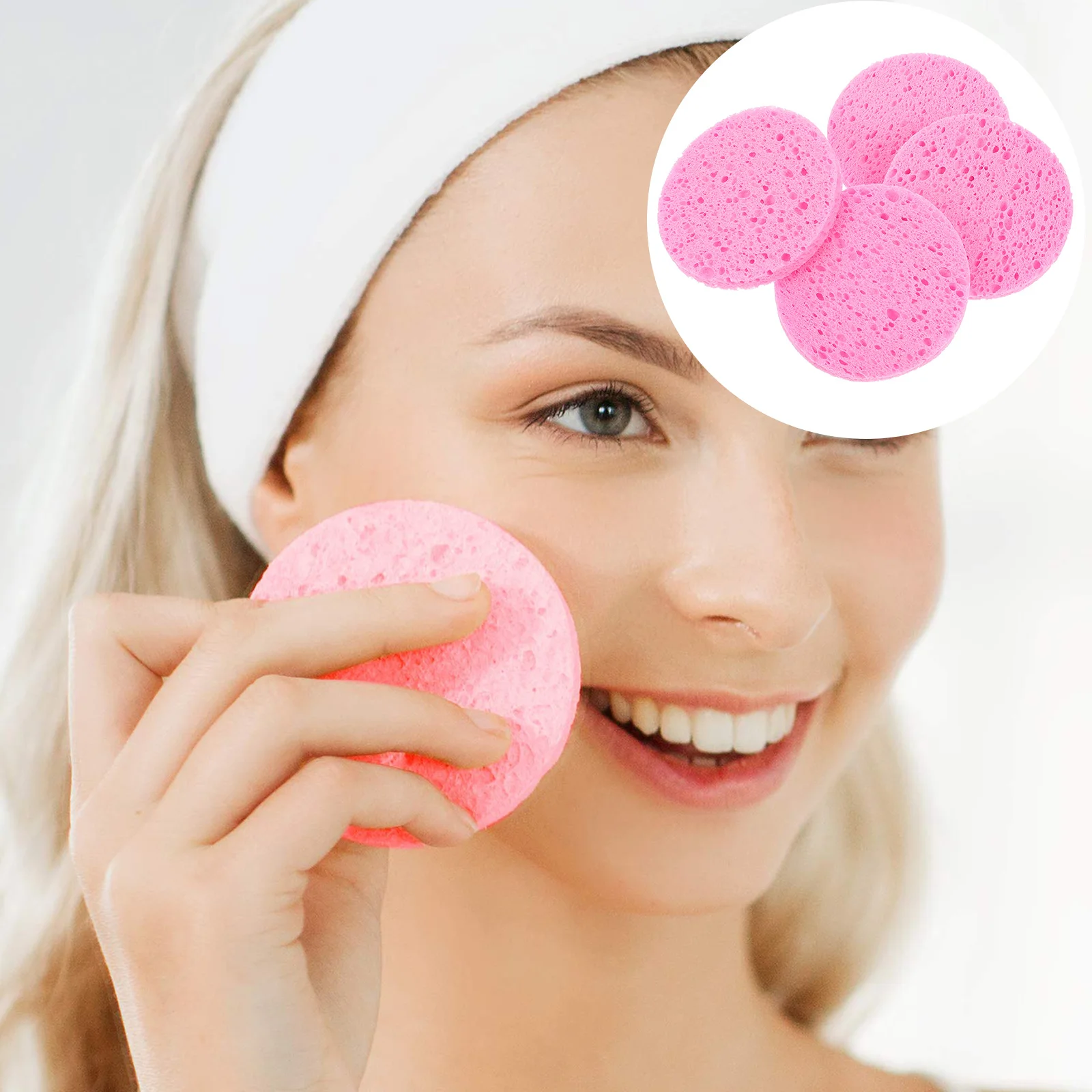 

50pcs Makeup Cotton Puff Facial Cleansing Sponge Reusable Wood Pulp Face Wash Sponges For Sensitive Skin Cellulose