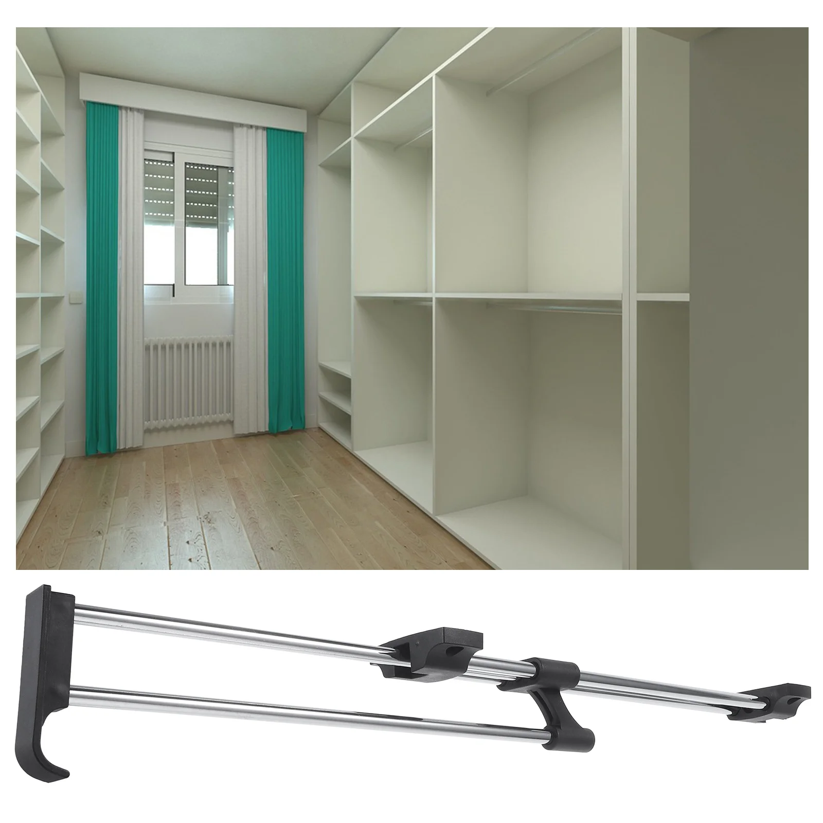 

Expandable Stainless Steel Closet Rod Retractable Wardrobe Bar Heavy Duty Hanging Rod for Closet Clothing Wardrobe Bar