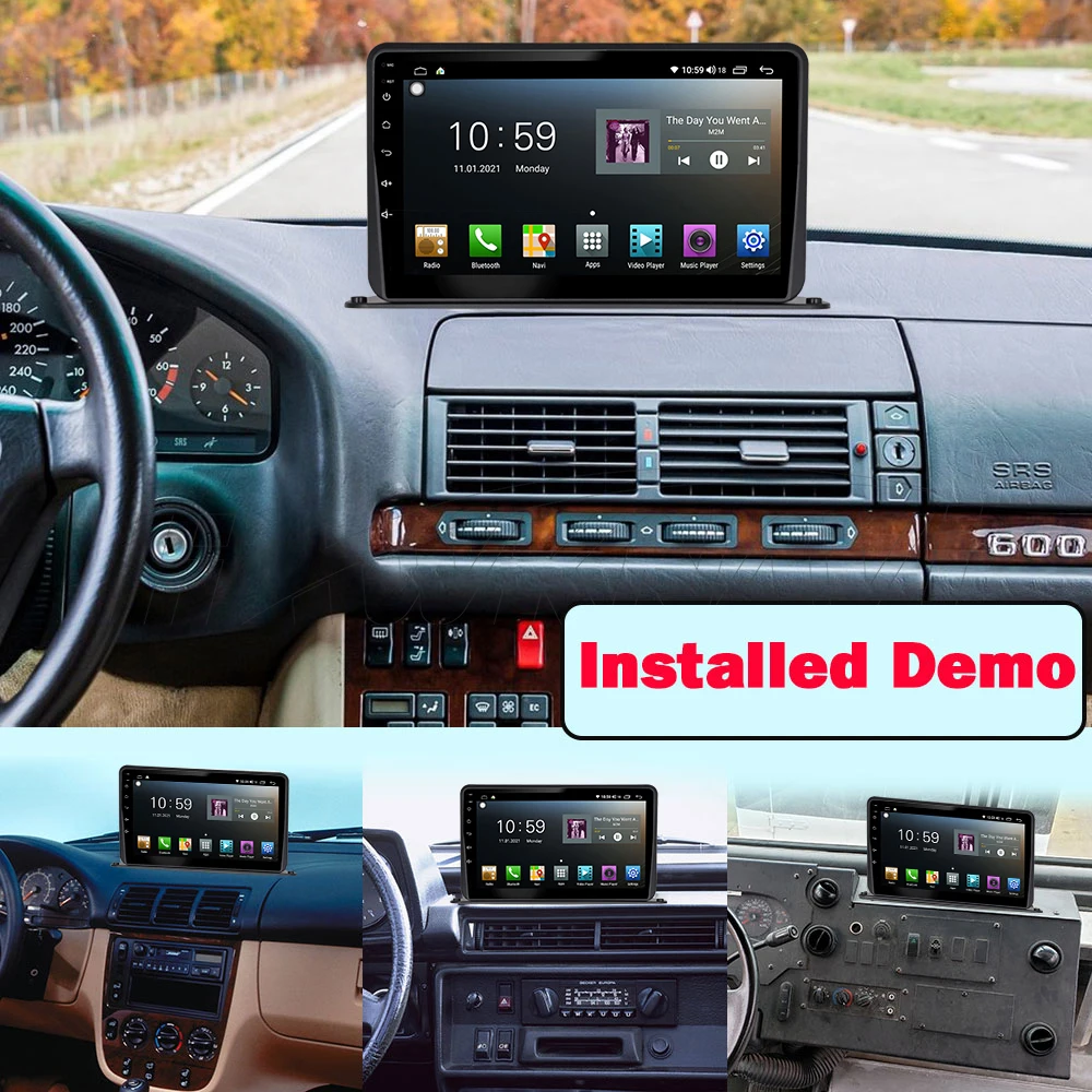 Immagine 7: Cornice universale 2 DIN da 9 o 10 pollici per autoradio, per auto d'epoca, camion, camper, pannello stereo, kit di montaggio su cruscotto
