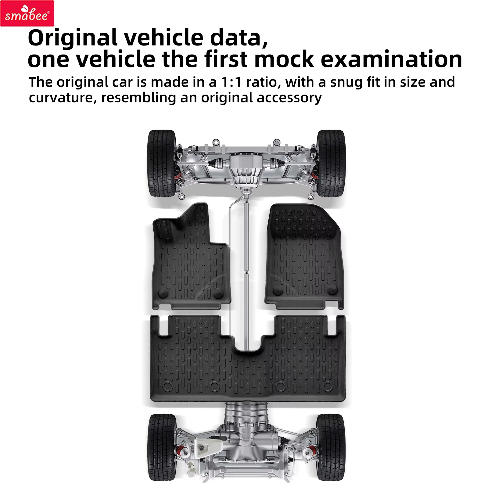 Smabee Left Hand Drive for Smart #3 Smart 3 2023- 2026 TPE Car All-Weather Floor Mat Trunk Pad Backrest Liner Accessories Black
