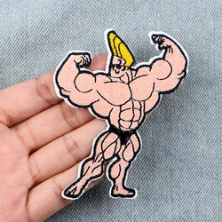 Muscular Man Patch Funny Cartoon Embroidery Patch Iron On Patches For Clothing Thermoadhesive Patches On Clothes DIY Sew Badges