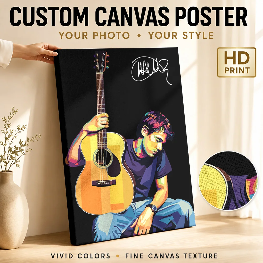 John Mayer Framed Canvas Poster Custom Retro Music Wall Paintings Decoration for Studio Bedroom Collectible Ready to Hang Gift
