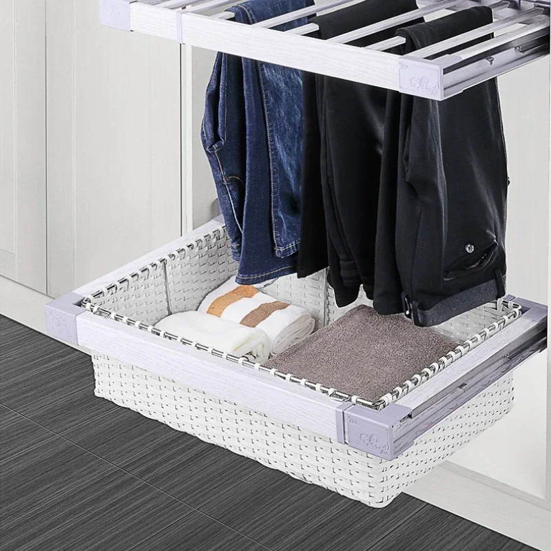 

Sliding Wardrobe Basket Damping Track Storage Inner Sliding Pants Hanger Decorative Box Storage Box