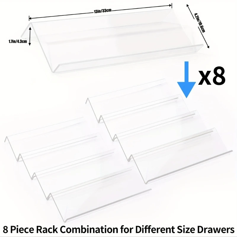 1/2xClear Acrylic Storage Rack Tray Organize Your Kitchen Drawer Organiser 45BE