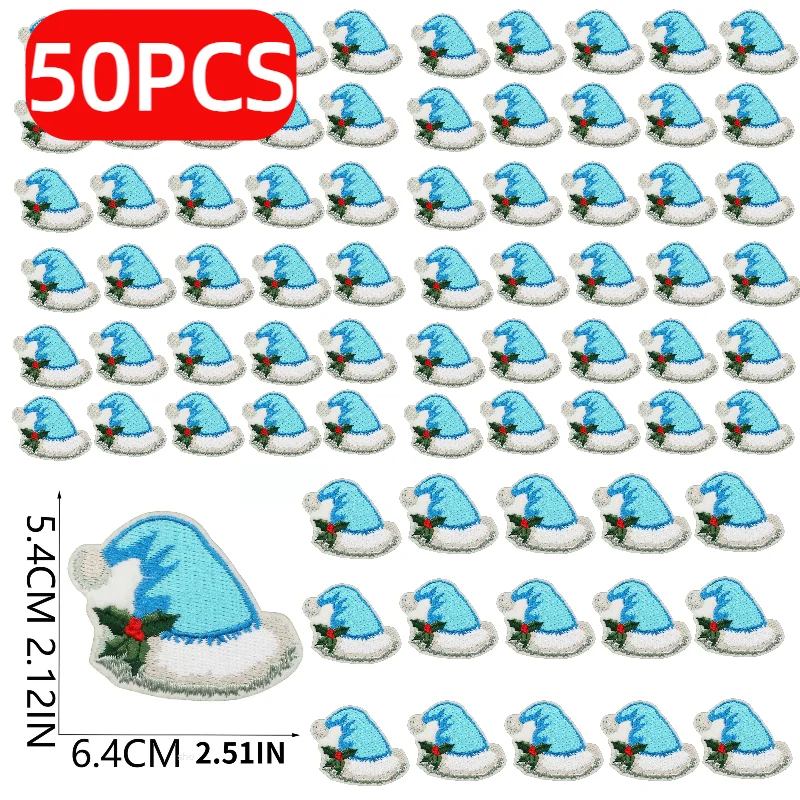 10/50/100PCS Set Christmas Theme Embroidery Cloth Sticker Bag Clothes Decoration Snowflake Bell Patch Sticker Gift Ironing Patch
