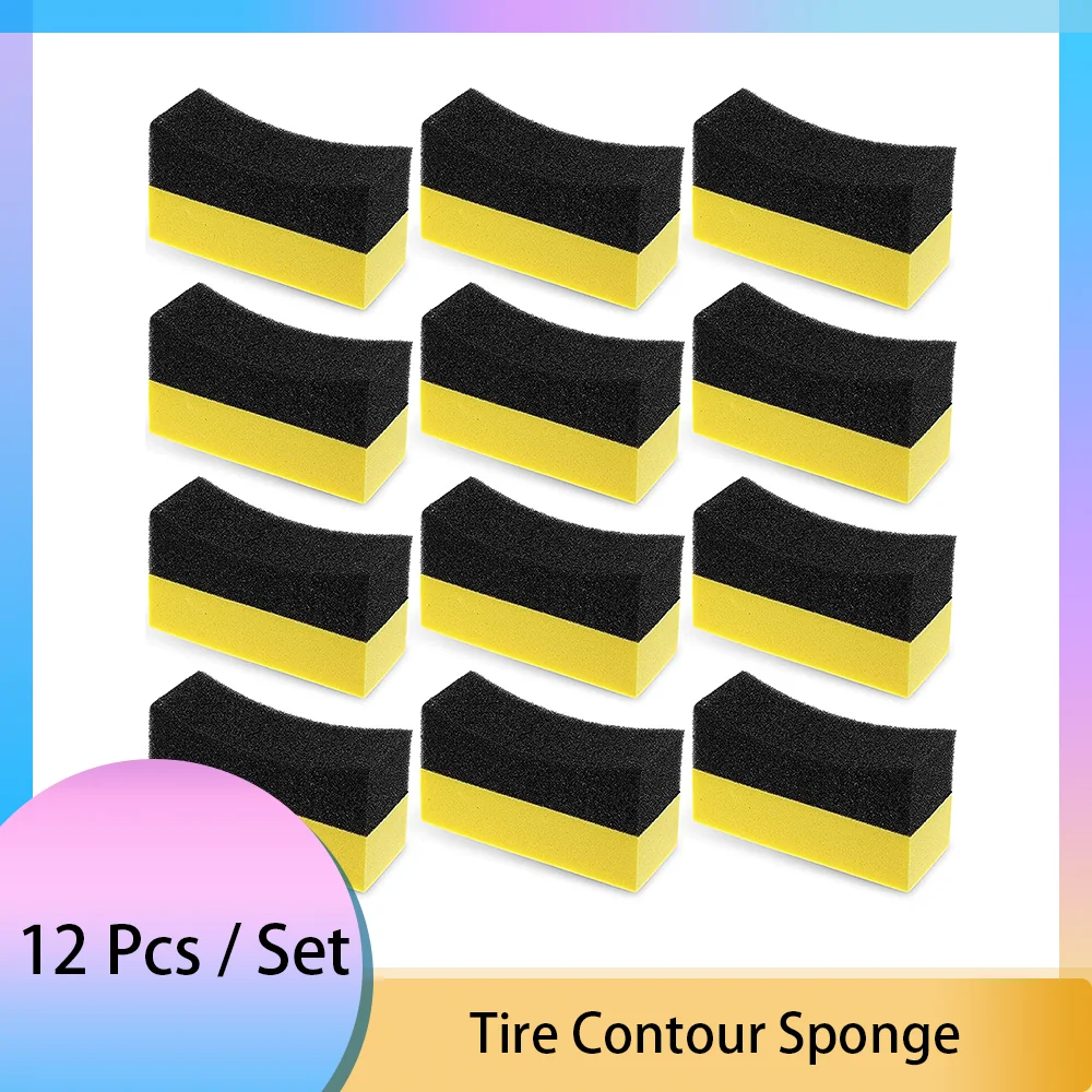 12 Pieces Tire Sponge Contour Dressing Color Polishing Waxing Buffing Pads Tire Shine Applicator Pads Cleaning Sponges for Car