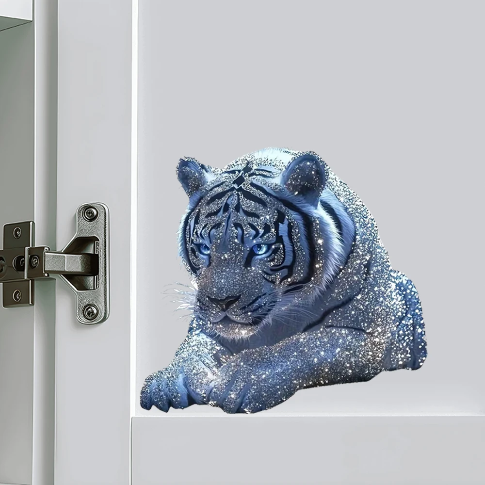 الماس الأبيض النمر شارات الفينيل ملصقات الديكور لغرفة المعيشة والجدار وغرفة النوم وديكور المنزل سيارة الشارات ذاتية اللصق