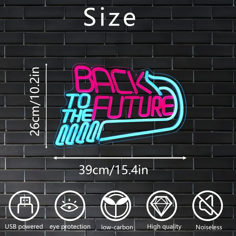Back To The Future Neon Signs For Wall Decor Dimmable Art Led Lights Game Room Decoration For Bedroom Bar Party Gaming Zone Gift