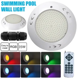 Luz LED RGB subacuática para piscina, lámpara sumergible de Spa de siete colores con Control remoto, CA 12V/24V, 35W, IP68