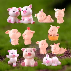 Mini Cute Pig figurine Animal Model Moss micro landscape Resin Craft home decor miniature fairy garden decoration accessories