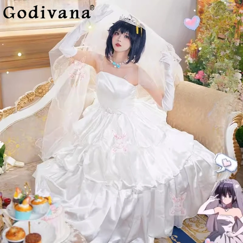 

Daily Fashion Wedding Dress for Girls Yummy Cos Takanashi Rikka Halloween Dress Women Christmas Anime Party Game Marriage Dress