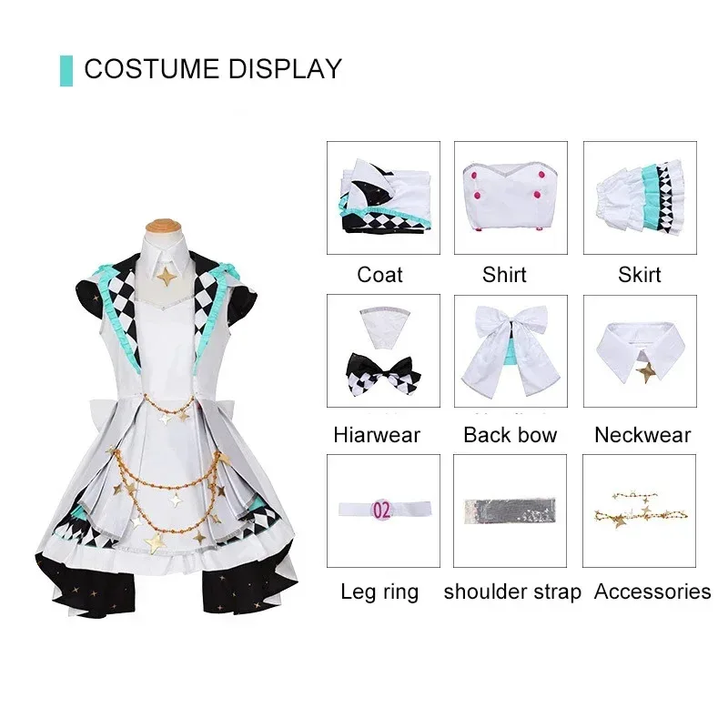 

Project Sekai Colorful Stage Miku Косплей Костюм Парик More Jump Kawaii Платье Хэллоуин Униформа для женщин Девочек6;d'3,h'7.b
