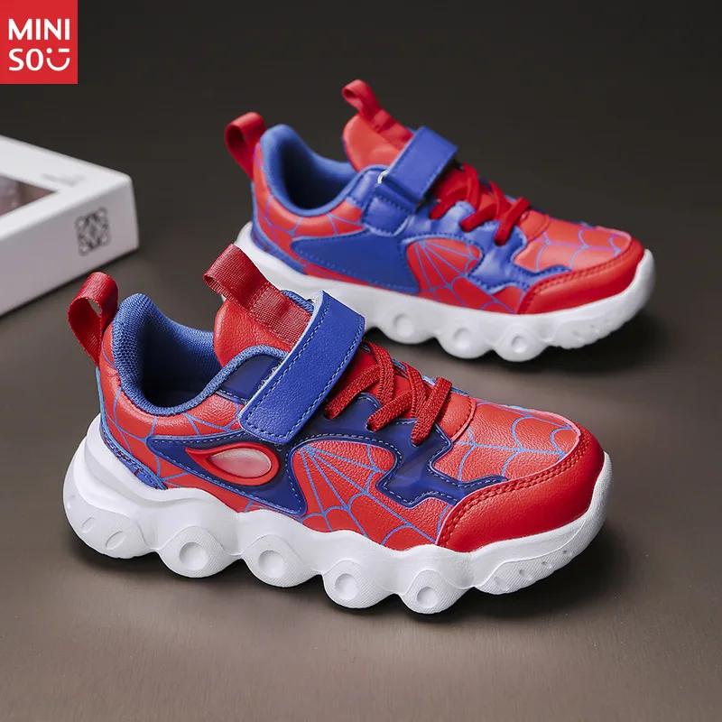 

Детские кожаные кроссовки Miniso, весна-осень, водонепроницаемая спортивная обувь для мальчиков с петлей на крючках