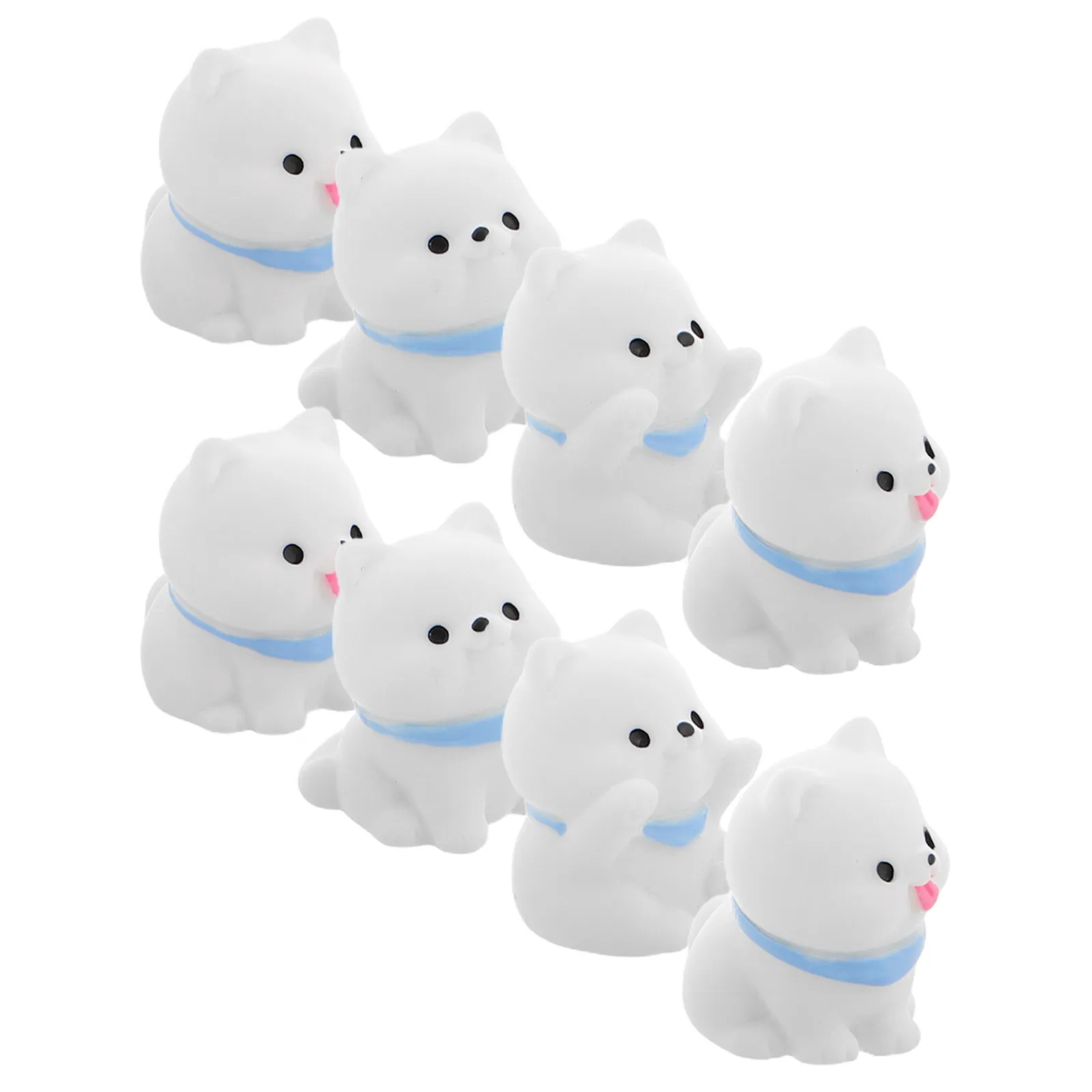 8 قطع من الحيوانات المصغرة المصنوعة من الراتنج على شكل كلاب سامويد لطيفة لتزيين المنزل والسيارة ولوحة القيادة