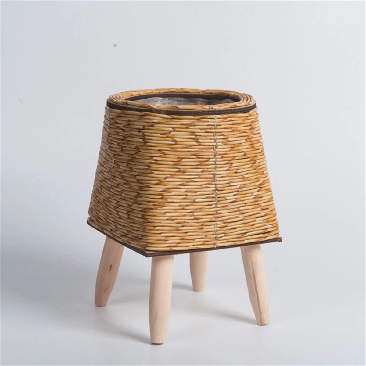 

N37R_Vintage Imitation Rattan Woven Flower Shelf Planters Handmade,F