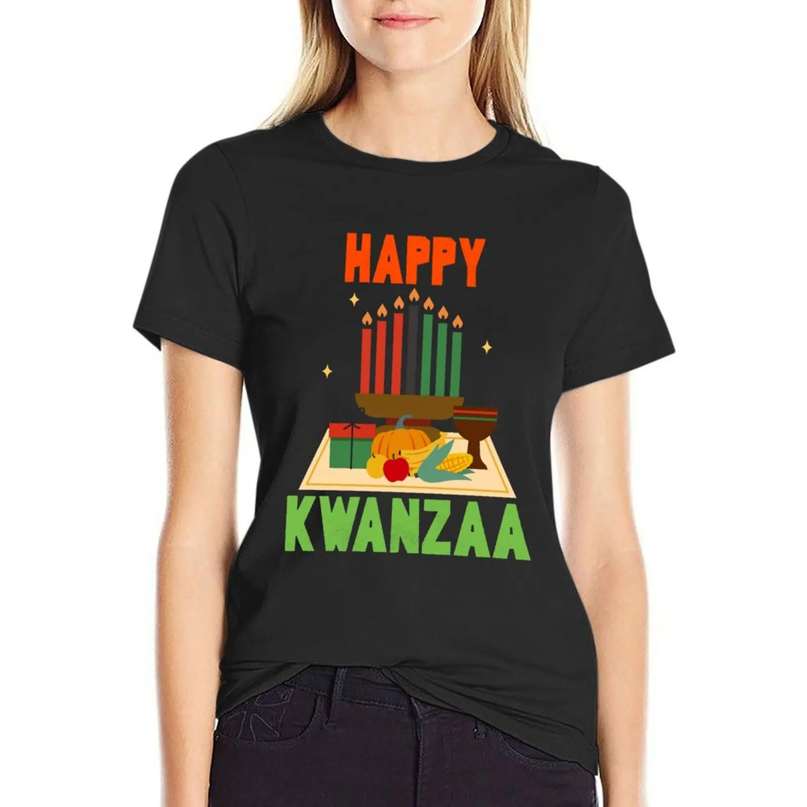 Happy Kwanzaa T-Shirt tees anime clothes t shirts for Women