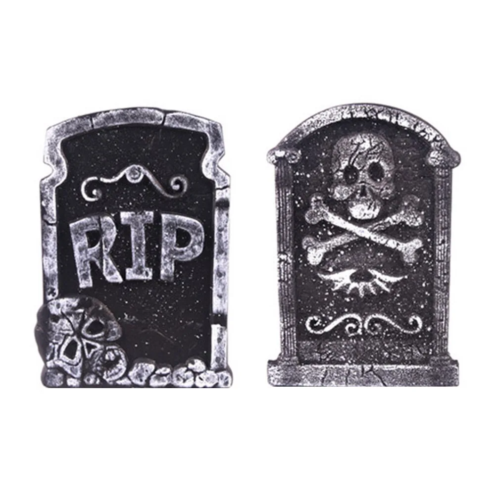 

2 Pcs Foam Tombstone Decoration Realistic Stone Finish Halloween Gravestone Decorations Outdoor Graveyard Scene Spooky Props