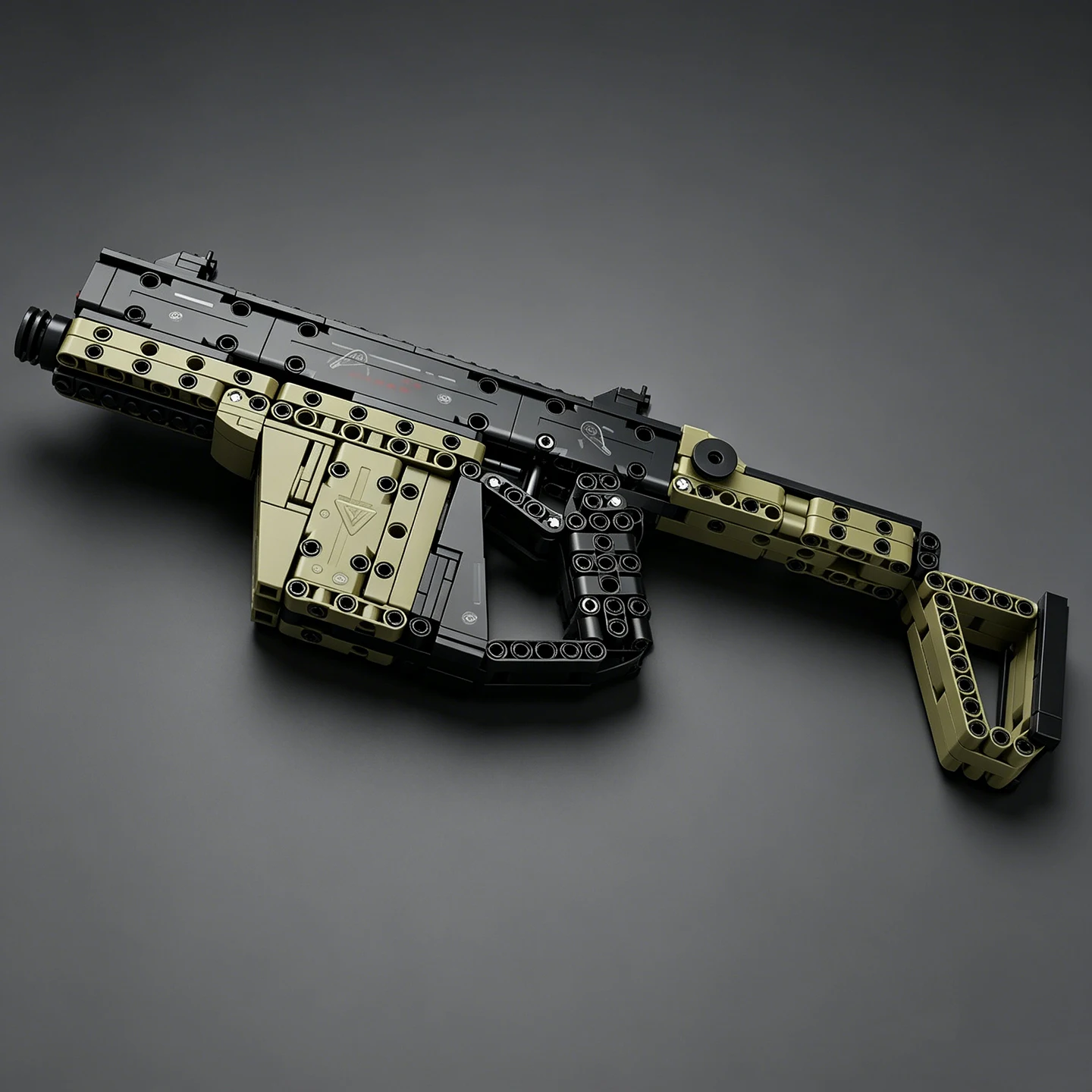 2026 New Vector Submachine Gun Military Equipment Building Block Gun  - Educational Toy Gun with Folding Stock