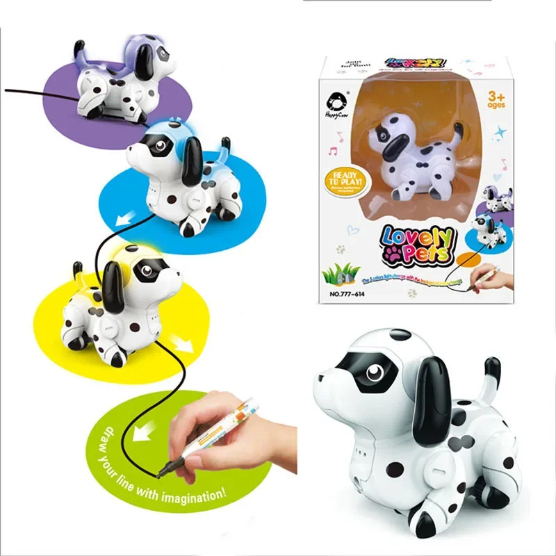 EBORUI 614 Kids Magic Inductive Dog Model Toy [Follows Black Line] with 5 Changeable Colors +Black Pen Magic Toy Gift for Kids