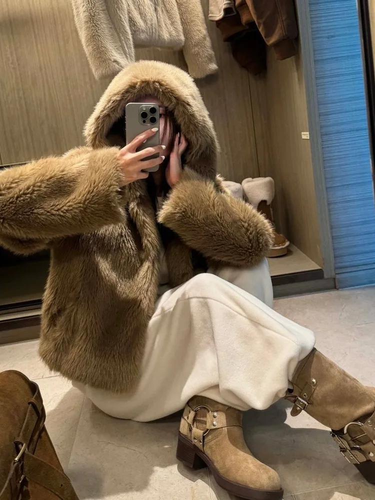 

Корейское теплое женское модное зимнее пальто с воротником из искусственного меха, повседневная универсальная длинная свеч-стойка, верхняя одежда