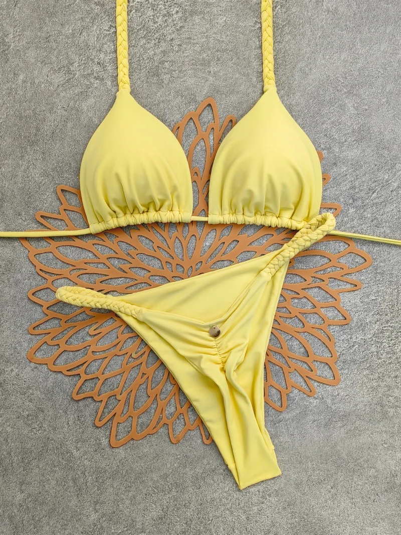 

2026 New Multicolor Printed Strap Sexy T-shaped Bikini Swimsuit