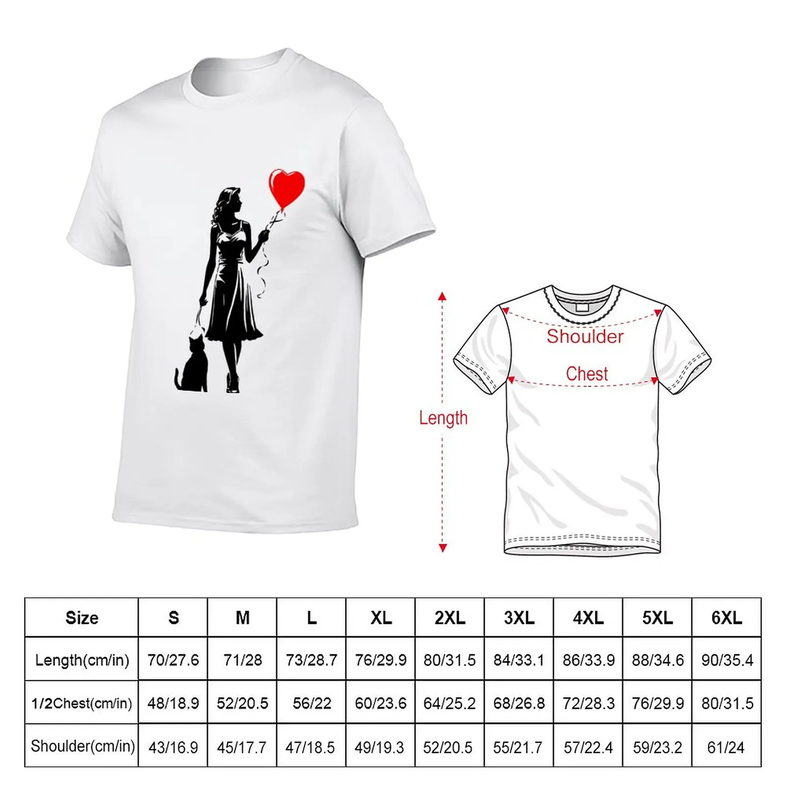 A woman holding a heart-shaped balloon. T-Shirt t shirt man boys animal print shirt fruit of the loom mens t shirts