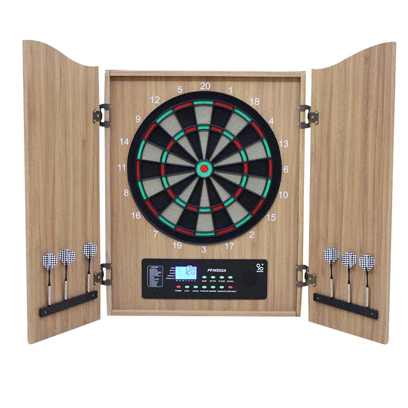 

Luxury electronic wooden box dart board 18 inch automatic scoring dart board soft dart board