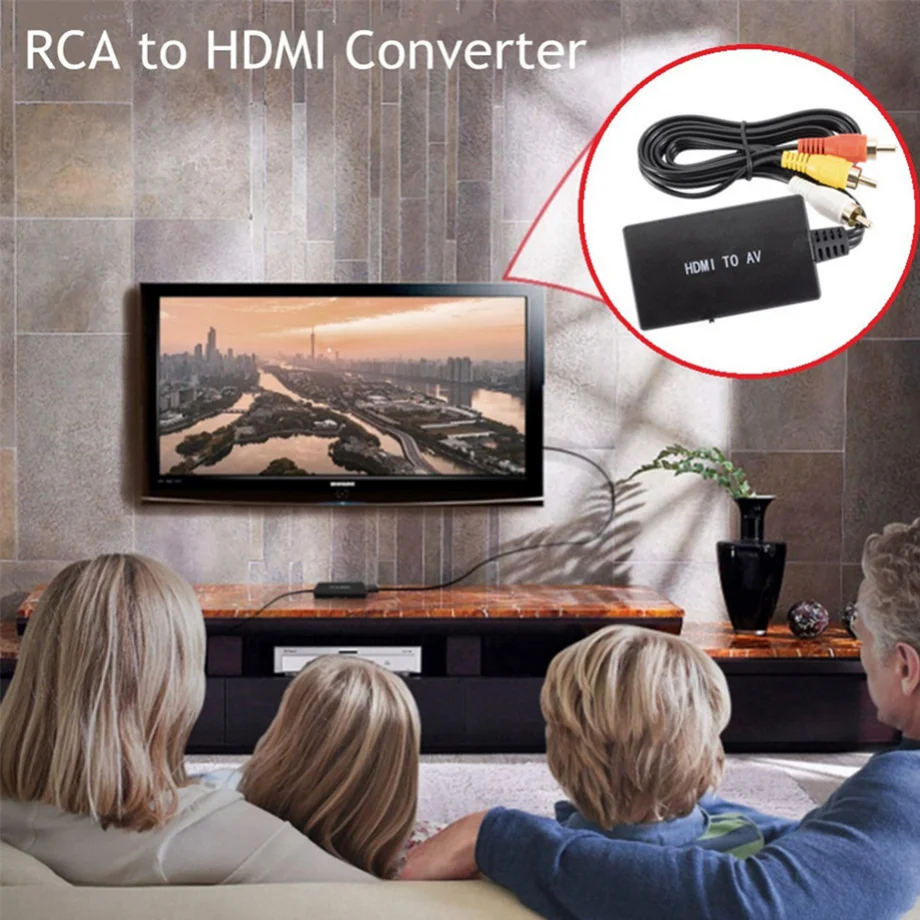 Adaptador HDMI compatible con RCA AV/CVBS, convertidor de vídeo, caja HDMI a RCA AV/CVSB L/R, vídeo 1080P, Mini HDMI a AV, compatible con NTSC PAL