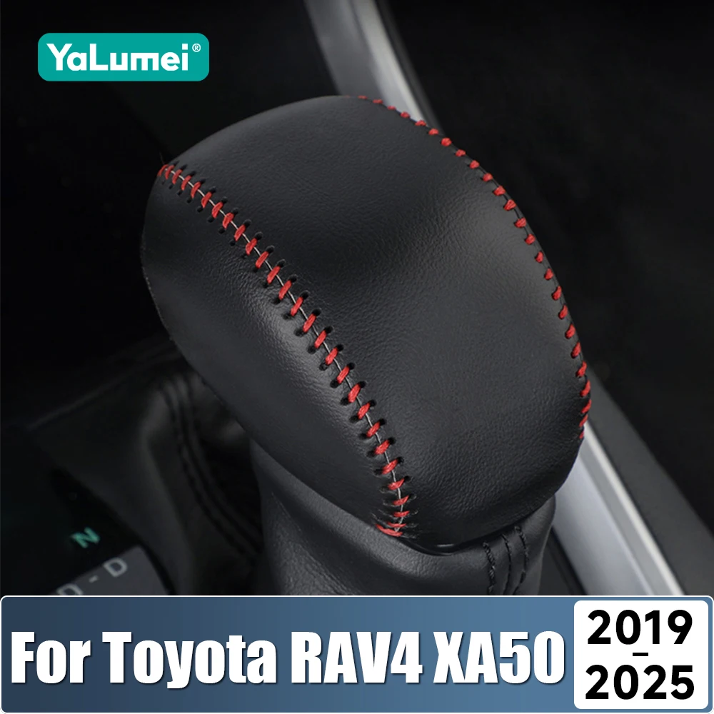 For Toyota RAV4 XA50 2019 2020 2021 2022 2023 2024 2025 PU Leather Hand Sewing Gear AT Car Shift Lever Knob Handle Cover Case