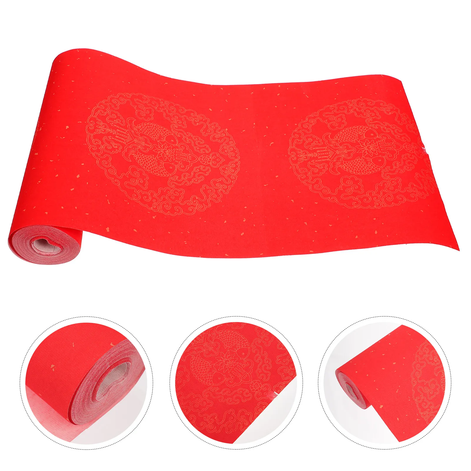 1 Roll Blank Couplet Paper Red Xuan Rice Paper Scroll for Wedding New Year Calligraphy DIY Traditional Painting Spring Festival