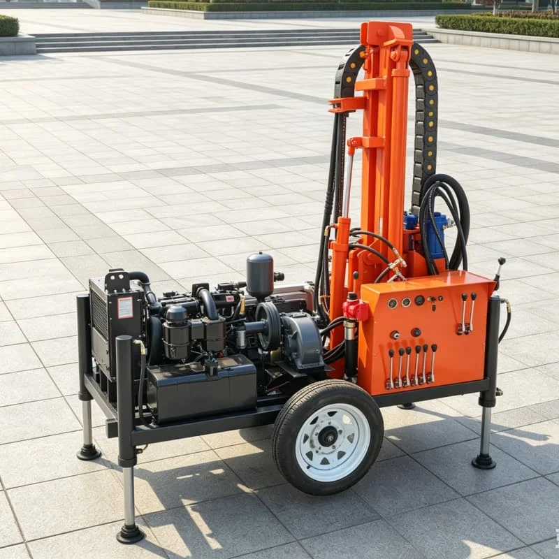 

Customized Traction pneumatic water well drilling rig, high-efficiency wheeled water well drilling rig, grouting drilling rig