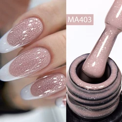 MEET ACROSS Jelly Nude Glitter Rubber Base Gel - 7ml Semi Permanent Soak Off UV/LED Reflective Painting Gel Varnish for Nails